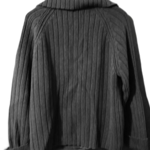 Liz Claiborne Lizwear Jeans Heavyweight Brown Sweater L Collar Zip Ribbed - Picture 2 of 4